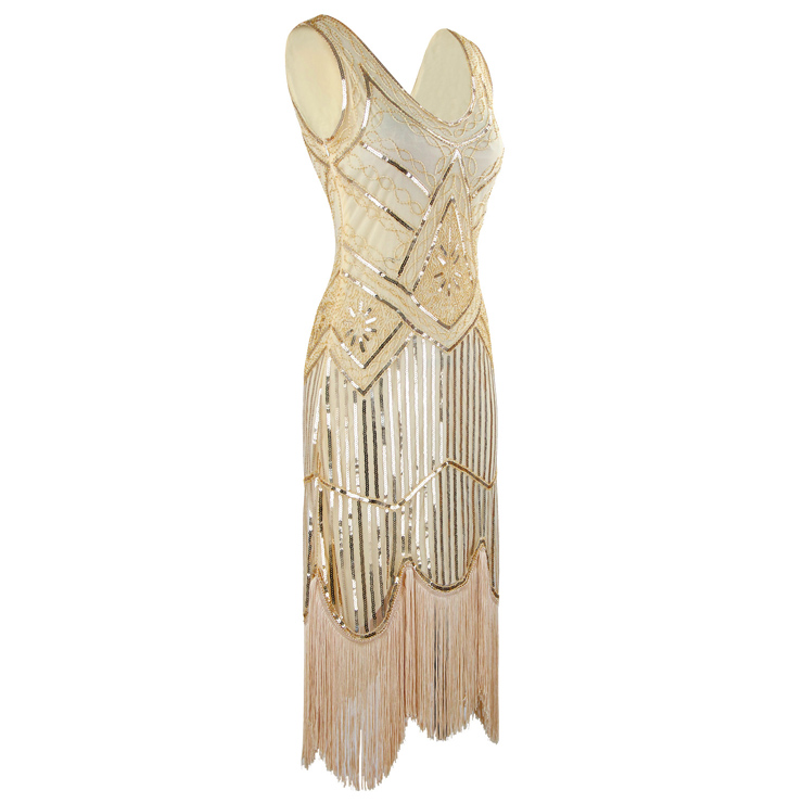 1920s Vintage Dresses for Women, Beige Bodycon Dress, 1920s Fashion Dress for Women, Sequin Sleeveless Dress, Women