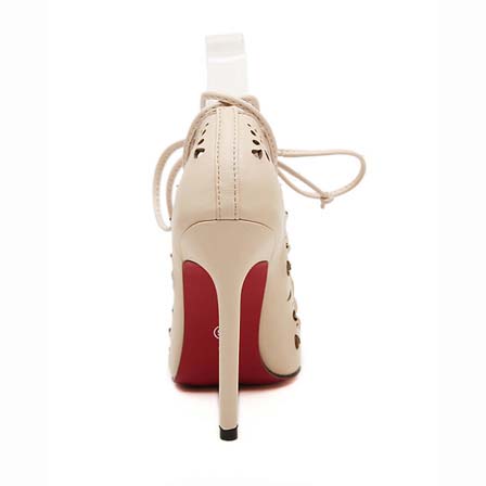Apricot High Heels, Vintage Lady High Heels, Spring Shoes, Pointed Toe Lace-up High Heels, #SWS20342