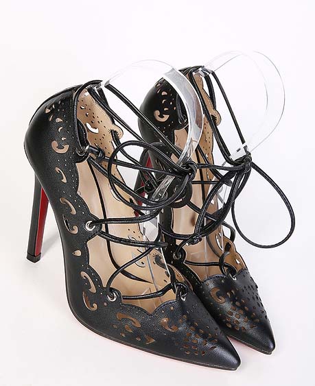 Black High Heels, Vintage Lady High Heels, Spring Shoes, Pointed Toe Lace-up High Heels, #SWS20341