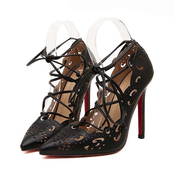 pointed toe lace up heels