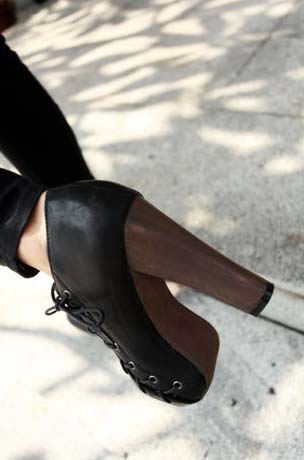 Cheap Lady Boots,  Vintage Black High Heels Boot, Inexpensive PU Boots, Hot Sale Lace-up Boots, #SWB20238