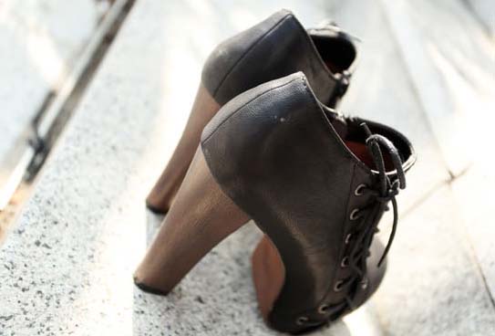 Cheap Lady Boots,  Vintage Black High Heels Boot, Inexpensive PU Boots, Hot Sale Lace-up Boots, #SWB20238