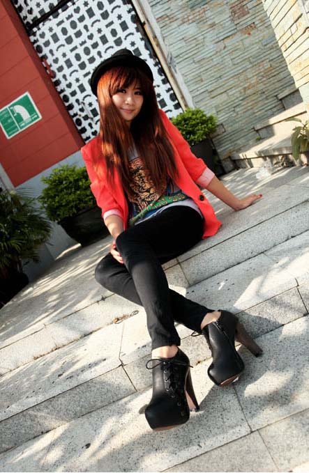 Cheap Lady Boots,  Vintage Black High Heels Boot, Inexpensive PU Boots, Hot Sale Lace-up Boots, #SWB20238