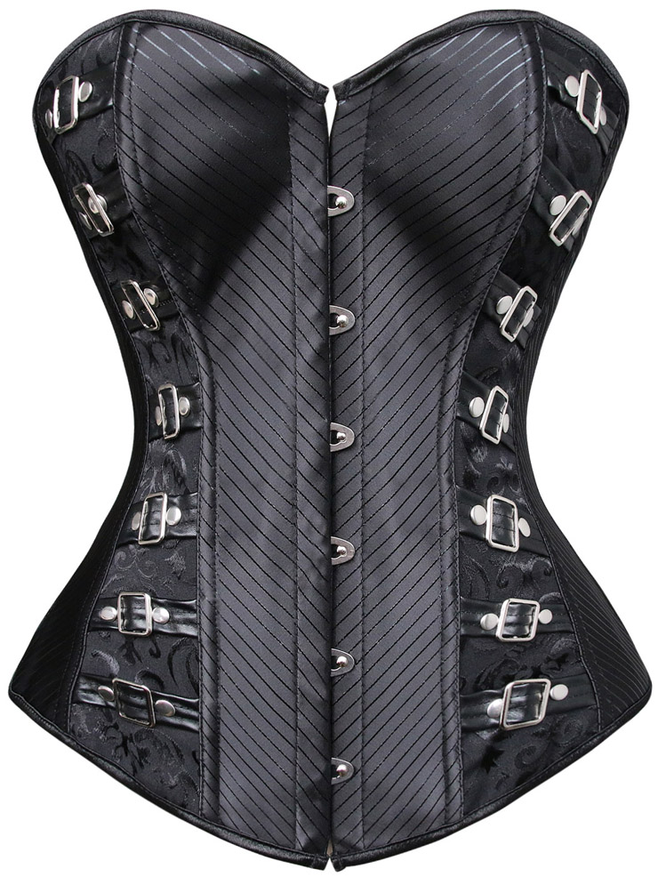 Fashion Black Overbust Corset, Steampunk Corset,  Vintage Black Corset, Cheap Buckle Closure Corset,  #N9901