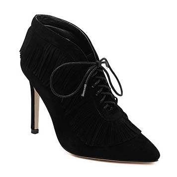 Retro Martin Boots, Winter Hot Sale Boots, Ladies Black Tassels Ankle Boots, Sexy Pointed Toe Boots, #SWB20386