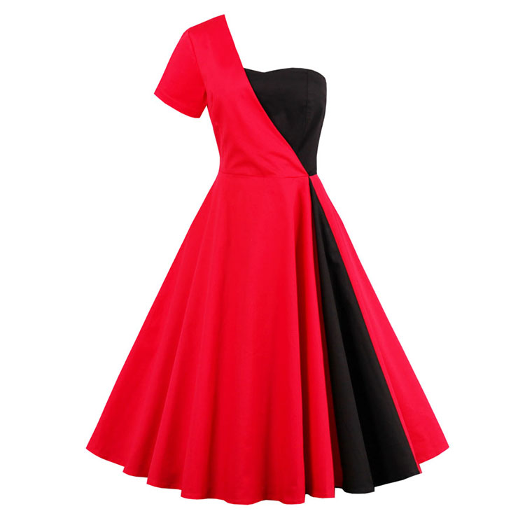 Fashion Vintage One Shouder Dress N12950