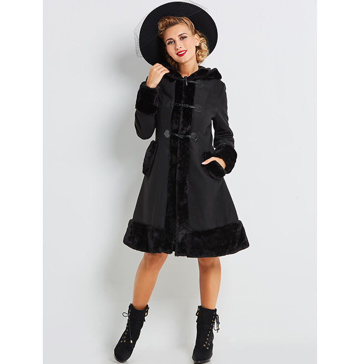 Long Hooded Coat With Horn-shaped Buttons main image 1
