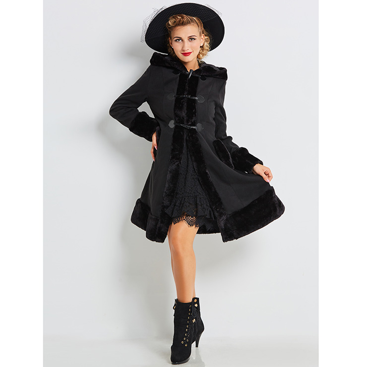 women's hooded dress coat