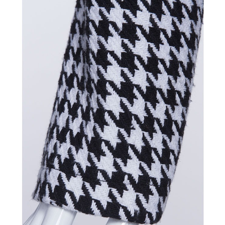 Long Sleeve Dress, Lapel Dress for Women, Single-Breasted Dress, Midi Dress for Women, Houndstooth Dress, Vintage Dress, Bodycon Dress, #N15428