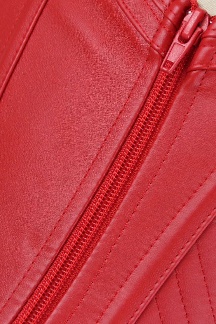 Steampunk Red Corset, Women Halloween Corset, Faux Leather Corset, Cheap Overbust Corset, Fashion Corset Bustier with Buckles, Christms Corset, #N10965