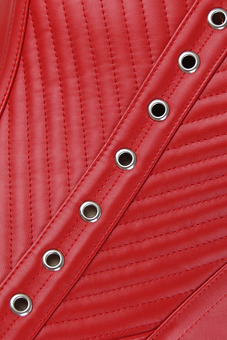 Steampunk Red Corset, Women Halloween Corset, Faux Leather Corset, Cheap Overbust Corset, Fashion Corset Bustier with Buckles, Christms Corset, #N10965