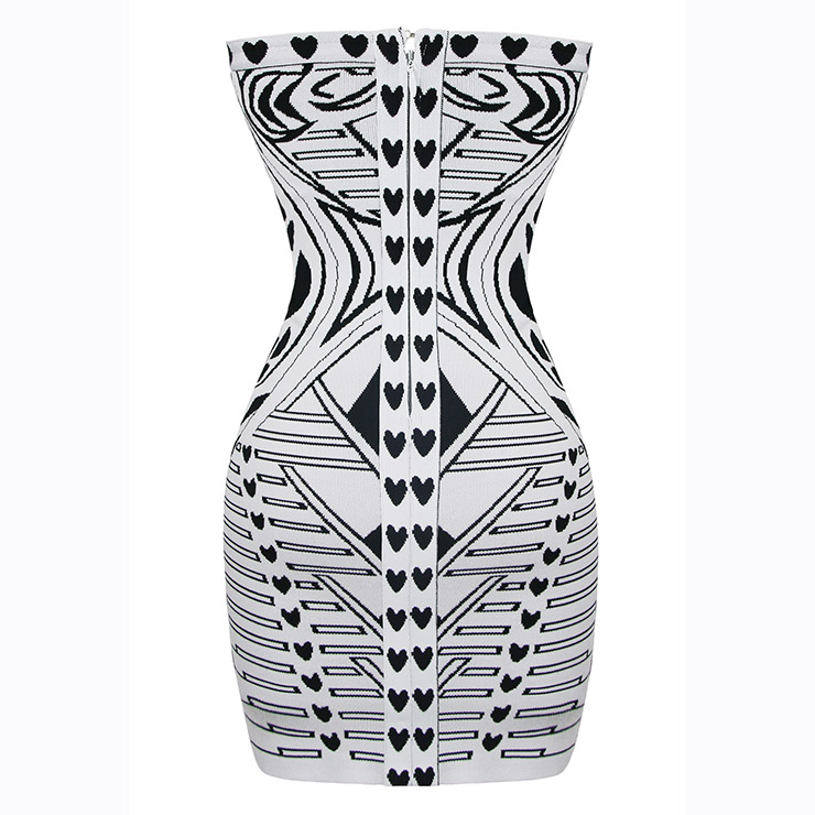 Sleeveless Bodycon Dress, Off Shoulder Dress, Black Print Dress, Vintage Bodycon Dress, Bodycon Bandage Dress, Sexy Dresses for Women, Back Zipper Dress, #N15630