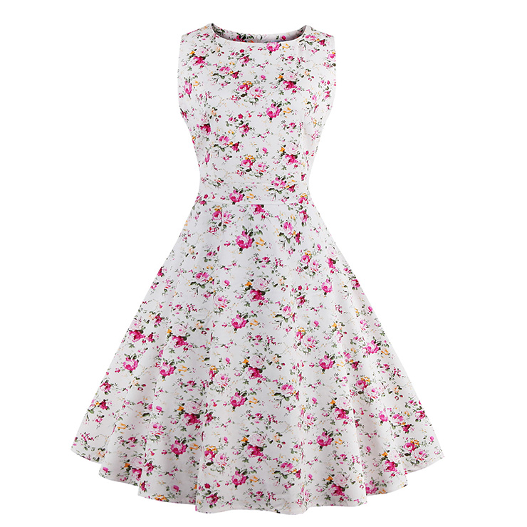 1950s Floral Swing Dress