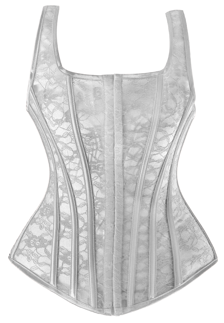Classical White Lace Square Neck Straps Waist Training Vest Corset N9999