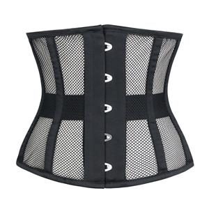 Short Torso Corset, Cheap Corset for Womens, Waist Cincher Corset, Steel Boned Corset, Black Underbust Corset, #N11005