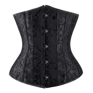 Waist Cincher Corset Body Shaper Girdle, Steel Bone Waist Training Corset, 24 Spiral Steel Boned Brocade Corset, #N8268