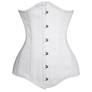 Cotton Double Boned Underbust Corset, White 26 Steel Bones Corset, Hourglass Torso Shaper Corset, #N10803