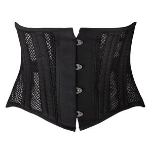 Short Torso Corset, Cheap Corset for Womens, Waist Cincher Corset, Steel Boned Corset, Black Underbust Corset, #N11006