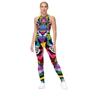 Evangelion 3D Printed Jumpsuit, Halloween Backless Sleeveless Slim Fit Bodysuit, Halloween Bodycon Jumpsuit, Evangelion Vest Jumpsuit, Halloween Vest Jumpsuit for Women, #N21240