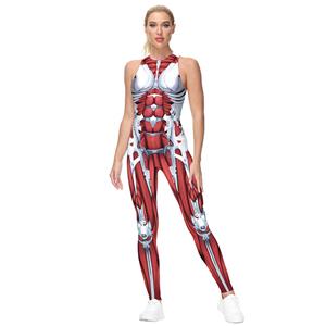 Evangelion 3D Printed Jumpsuit, Halloween Backless Sleeveless Slim Fit Bodysuit, Halloween Bodycon Jumpsuit, Evangelion Vest Jumpsuit, Halloween Vest Jumpsuit for Women, #N21242