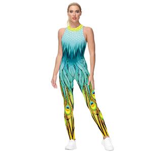 Evangelion 3D Printed Jumpsuit, Halloween Backless Sleeveless Slim Fit Bodysuit, Halloween Bodycon Jumpsuit, Evangelion Vest Jumpsuit, Halloween Vest Jumpsuit for Women, #N21244