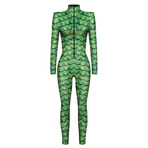 Futuristic Robot Printed Jumpsuit, Halloween Robot High Neck Slim Fit Bodysuit, Halloween Bodycon Jumpsuit, Long Sleeve High Neck Jumpsuit, Halloween Robot Jumpsuit for Women, #N22327