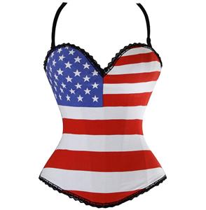 American Flag Print Corset, American Flag Corset, USA Flag Print Corset, #N1925