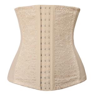 Apricot Waist Cincher Body Shaper Corset, Lace Decorated Waist Training Corset, Spiral Steel Boned Underbust Corset, Steel Boned Waist Cincher, Steel Boned Waist Trainer, #N9408