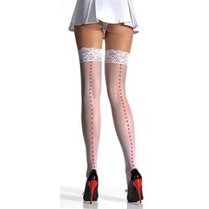 Nylon Fishnet Thigh High Stockings, fishnet hosiery, Back Seam Heart Stockings, #HG1860