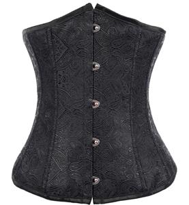 Embossed Underbust Corset, Black Underbust Corset, Floral Brocade Underbust Corset, #N8100