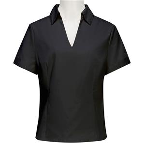  Top for Women, Short Sleeve V- Neck Top, Black Cotton Blouse, Women