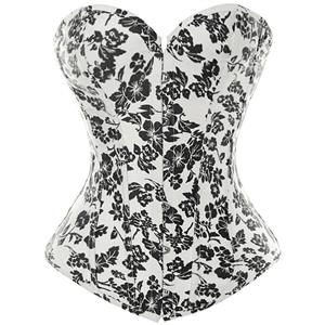 Black Floral Strapless Corset, Floral Corset, Full Figure Strapless Corset, #N5769