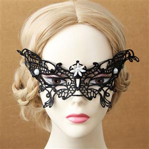 Halloween Masks, Costume Ball Masks, Black Lace Mask, Masquerade Party Mask, #MS12980
