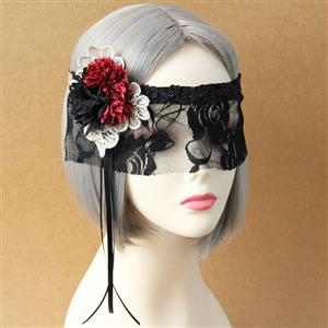 Halloween Masks, Costume Ball Masks, Black Lace Mask, Masquerade Party Mask, Punk Black Mask, Cosplay Face Veil, #MS12926