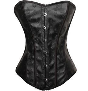 Skull Faux leather Corset, Gothic Leather Style Corset, Black Skulls Gothic Leather Corset, #N5734