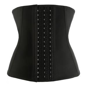 Latex Corset, Cheap Black Underbust Corset, Black 9 Steels Boned Corset, Sport Waist Cincher Corset, Latex Boned Waist Cincher, Plus Size Corset, #N17511