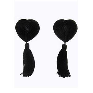 Black Tassel Heart Pasties, Heart Shaped Pasties, Lingerie Pasties, #MS7275