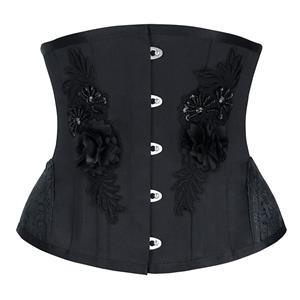 Fashion Black Underbust Corset, Steel Bones Underbust Corset, Waist Training Underbust Corset, Waist Trainer Cincher Belt, Slimmer Body Shaper Belt, Underbust Body Shaper, #N20232