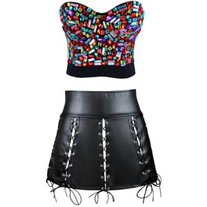 Sexy Bra Top and Skirt Set, Women