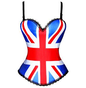 British Flag Print Corset, Flag Print Corset, UK flag Print Corset, #N1973