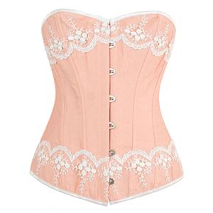 Pink and White Brocade Corset, Jacquard Fabric Corset, Pink Embroidered Corset, #N7705