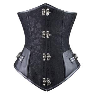 Steampunk Underbust, A gothic underbust corset, Brocade Long Line Steampunk Underbust, #N4916