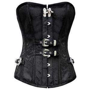 Steampunk Style Steel Boned Overbust, Black Brocade corset, Brocade  Steampunk Style Overbust, #N4947