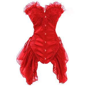 Burlesque Black Bustier, Corset style dress, Red Bustier Dress, Christmas Corset, #N6402