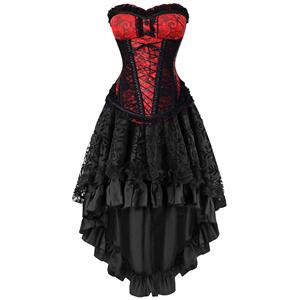 Burlesque Dancing Corset Skirt Set, Women