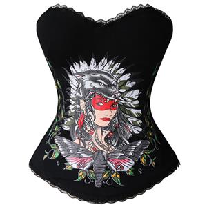 Popular Halloween Corset, Sexy Black Cannibal Tribe Bustier, Black Cheap Corset, #N9660