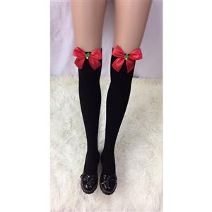 Christmas Black Stockings, Sexy Thigh Highs Stockings, Pure Black Cosplay Stockings, Christmas Tree Thigh High Stockings, Red Bowknot Stocking, Stretchy Nightclub Knee Stockings, #HG18464