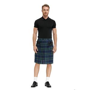 Formal Scottish Skirt, Classic Plaid Pleated Skirt, Mid Waist Cotton Kilt ,Men