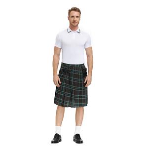 Formal Scottish Skirt, Classic Plaid Pleated Skirt, Mid Waist Cotton Kilt ,Men
