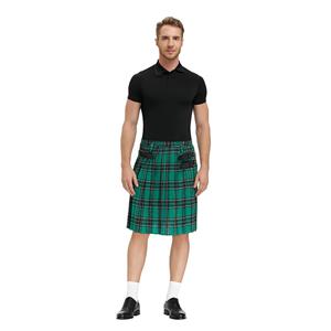 Formal Scottish Skirt, Classic Plaid Pleated Skirt, Mid Waist Cotton Kilt ,Men